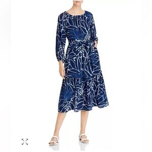 Lafayette 148 New York Aurora A-Lined 100% Silk Dress With Waist Tie